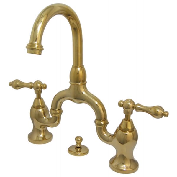 KS7992AL English Country Bathroom Bridge Faucet, Polished Brass